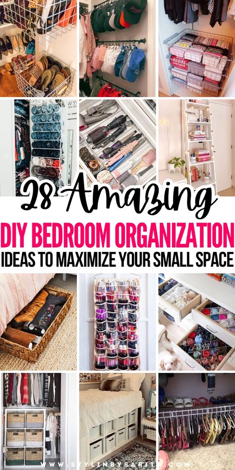 small bedroom organization ideas Diy Budget Closet Organization, One Room Organization Ideas, Small Closet Organization His And Hers, Organizing Small Rooms Bedrooms, Organizing A Small Closet For Two, Organizing A Small Closet On A Budget, Shared Bedroom Organization Small Rooms, Teenage Room Organization, Clothing Storage Small Space