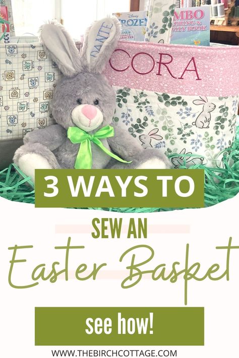 Fabric Easter Basket Pattern, Basket Sewing Pattern, Easter Basket Pattern, Fabric Easter Basket, Basket Tutorial, Holiday Sewing, Easter Basket Diy, Sewing Blogs, Fabric Baskets