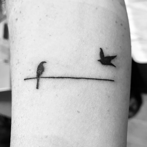 Bird on a wire tattoo (day 1) Birds Wire Tattoo, Bird On A Line Tattoo, Two Birds On A Wire Tattoo, Bird On A Wire Tattoo, Birds On A Wire Tattoo, Braille Tattoo, Two Birds On A Wire, Tattoo Birds, Wire Tattoo