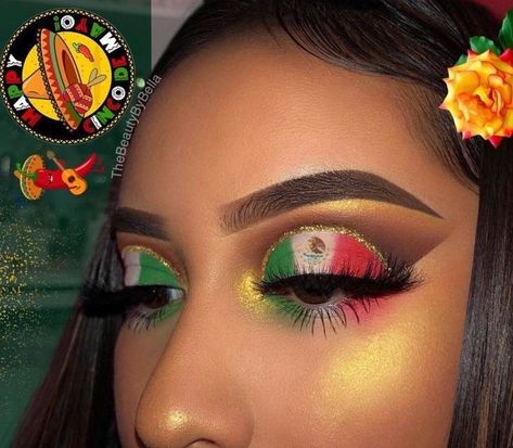 Mexican Independence Day Makeup, Mexican Eyeshadow Looks, Mexican Eyeshadow, Quince Makeup, Mexican Makeup, Conturing Makeup, Exotic Makeup, Almond Eye Makeup, Girly Tingz