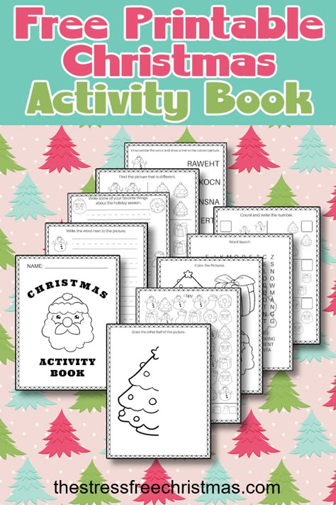 Get a free printable Christmas activity book. It's a fun winter activity for kids during the holiday season. It includes a Christmas word search, Christmas coloring page, and more Christmas activity pages. Christmas Coloring Activities For Kids, Christmas Activities Printables Free, Christmas Activity Printables Free, Christmas Activity Book Printable, Christmas Activity Pages For Kids, Christmas Coloring Books Free Printable, Christmas Printables Free Kids Coloring, Christmas Activities For Kids Printable Free, Christmas Kids Activities Printable