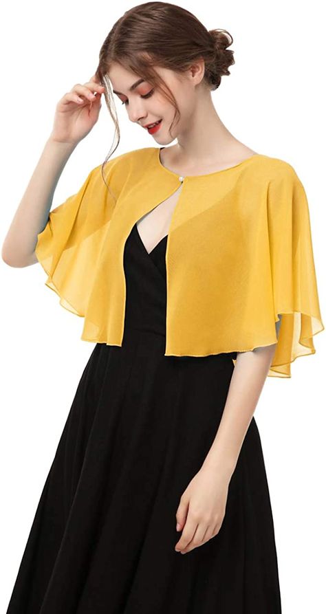 Chiffon Capelet, Evening Dress Wedding, Formal Occasion Dress, Chiffon Shawl, Dress With Shawl, Wedding Cape, Capes For Women, Evening Wedding, Formal Evening Dresses