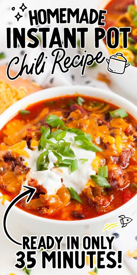 Instant Pot Chili Recipe, Pressure Cooker Chili, Stovetop Chili, Instant Pot Chili, Homemade Chili Recipe, The Chunky Chef, Chunky Chef, Beef Chili Recipe, Hearty Chili