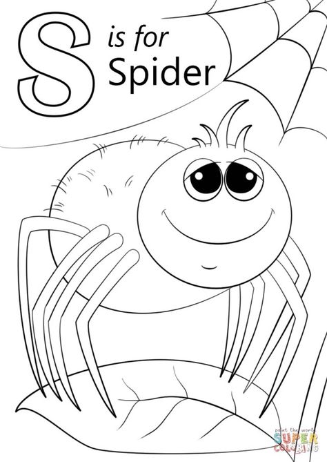 Excellent Image of Letter S Coloring Pages . Letter S Coloring Pages Letter S Is For Spider Coloring Page Free Printable Coloring Pages #coloringpages #coloring S Is For Spider, Letter S Crafts, Letter S Activities, Letter S Worksheets, Letter A Coloring Pages, Bratz Coloring, Spider Coloring Page, Coloring Letters, Abc Coloring Pages