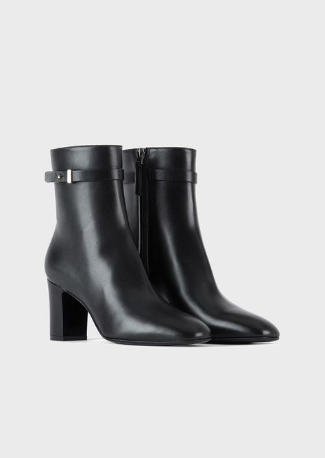 Nappa-leather high-heeled ankle boots | GIORGIO ARMANI Woman High Hills, Chelsea Boots Men Outfit, Boots Men Outfit, Armani Women, Chelsea Boots Men, Hand Ring, Airport Fashion, High Heel Boots Ankle, Leather High Heels