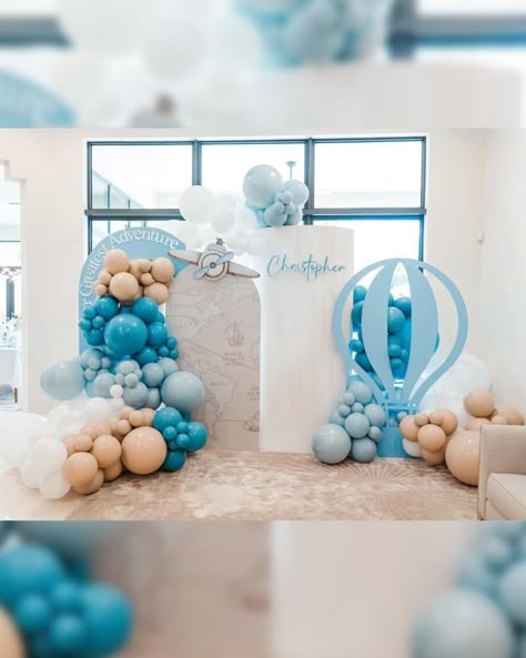 Our Greatest Adventure Baby Shower 🌎✈️🧳 Event Design and Styling + Florals by my client @brittanienglert Backdrop + Balloons + Sweet Cart + Backdrop Design @janettloveshop Dessert @sugarcoatit.bakery.llc #babyshower #ourgreatestadventure #ourgreatestadventurebabyshower #airplane #travelbabyshower #traveltheme #babyshowerbackdrop #adventureawaits Aviation Baby Shower Ideas, Vintage Airplane Baby Shower Theme, Our Greatest Adventure Baby Shower Theme, Adventure Baby Shower Theme, Airplane Baby Shower Theme, Vintage Airplane Baby Shower, Backdrop Balloons, Sweet Cart, Our Greatest Adventure