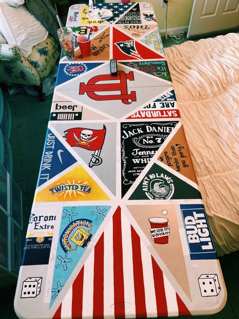 Beer Dye Table Ideas Frat, Die Tables Ideas Frat, Alcohol Logos Pong Table, Pong Table Painted College Boy, Die Table Ideas, Frat Table, Frat Pong Table, Blue Beer Pong Table, Alc Drinks