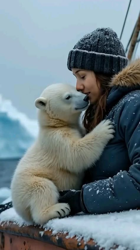 Polar Bear Video, Giant People, Animals Amazing, Animals Friendship, Bear Pictures, Cute Little Puppies, Bear Cubs, Cute Wild Animals, Cute Animal Videos