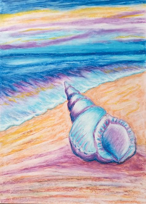 Pastoral shells on the beach with pastel colors and a romantic sunset. This art fitting for people who love seashells and sunsets at the brach. It can also be given as a Birthday or Christmas gift to your best friend, boyfriend or girlfriend The Beach Painting, Best Friend Boyfriend, Romantic Sunset, Oil Pastel Art, Oil Pastels, Beach Painting, Pastel Art, Oil Pastel, Oil Paintings