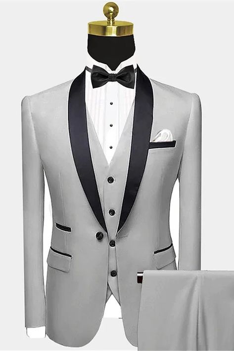 Wedding suits Heather Grey Tuxedo Wedding, Grey Wedding Tuxedo Groom Style, Grey Tuxedo For Men, Light Grey Tuxedo Wedding, Gray Tuxedo Wedding, Grey Tuxedo Wedding, Gray Tux, Tuxedo Ideas, Grooms Tux