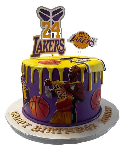 Lakers Theme Birthday Party, Kobe Birthday Cake, Kobe Bryant Cake Ideas, Kobe Year Cake, Kobe Bryant Birthday Cake, Kobe Birthday Theme, Kobe Year Birthday Ideas, Kobe Bryant Birthday Theme, Lakers Themed Cake