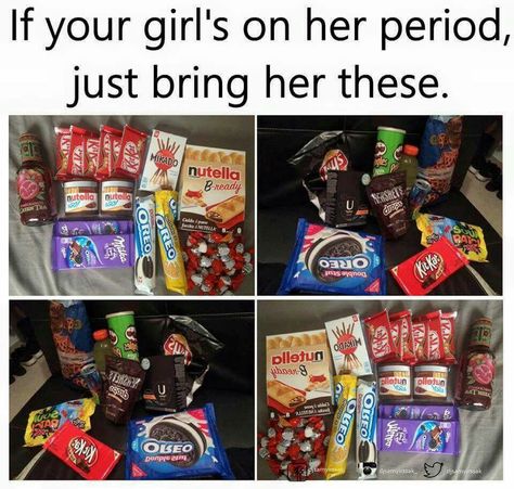 Gift for girlfriend/wife Bf Things, Chocolate Business, Period Jokes, Funny Couples Memes, Girly Tips, Boyfriend Quotes Relationships, Period Humor, Perfect Guy, Couple Memes