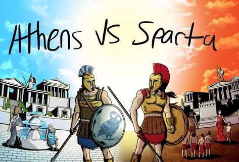 Sparta And Athens, Athens Vs Sparta, Greece Drawing, Athens And Sparta, Teaching Government, Ancient Greece, World History, Athens, History