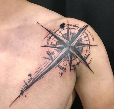 Compass On Chest Tattoo, Compass Tattoos Arm, Star Tattoos For Men, Wing Tattoo Men, World Map Tattoos, Cool Shoulder Tattoos, Compass Tattoo Design, Forarm Tattoos, Cool Arm Tattoos