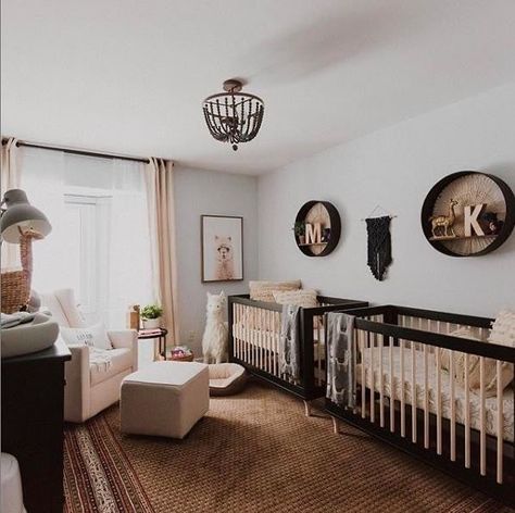 TWICE the love for this trendy twin boys nursery with black cribs and lots of llamas! Design: @xxtinee 📸: @cassidycrowephotography Babyletto Lolly Crib, Twin Boy Nursery, Lolly Crib, Twin Babies Nursery, Twin Nursery Room, Babyletto Lolly, Twin Boys Nursery, Twin Baby Rooms, Ideas For Small Homes