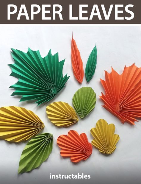 How To Create Paper Leaves, Folded Paper Fall Leaves, Toilet Paper Roll Crafts Fall Leaves, Making Leaves Out Of Paper, Folded Paper Leaves, Easy Paper Leaves, Giant Leaves Diy, Origami Leaves Easy, Origami Leaves Tutorials