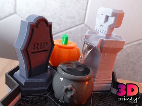 Halloween Fountain Parts by 3d-printy - Thingiverse Halloween Fountain, 3d Printing Ideas Halloween, 3d Printed Fall Decorations, 3d Printer Halloween, Spooky 3d Print, 3d Printed Ghost, Desktop Fountain, Miniature Halloween, 3d Projects