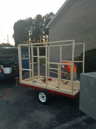 Picture of Attaching Sides to Base Homemade Camper Trailer Ideas, Enclosed Trailer Ideas Construction, Diy Campers From Utility Trailer, Home Made Camper Trailer, Micro Camper Diy, Harbor Freight Trailer Build, Tiny Camper Trailer, Cargo Trailer Bunkhouse, Harbor Freight Trailer