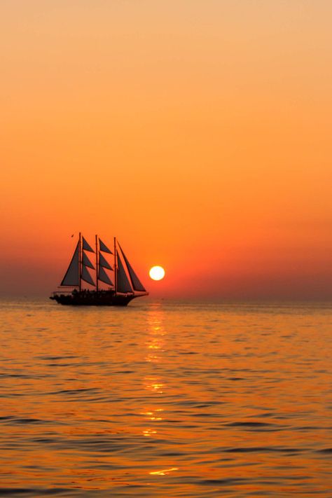 Sunset at Oia, Santorini, Cícladas, Greece Ideal Aesthetic, Live Drawing, Sea Scape, Oia Santorini, Artistic Pictures, Sailboat Painting, Speed Boat, Night Night, Ulsan