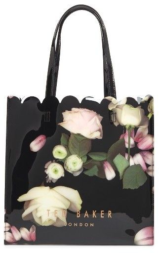 Ted Baker London Large Coracon Kensington Floral Tote - Black #afflink Ted Baker Tote Bag, Ted Baker Handbag, Ted Baker Bag, Strange Flowers, Kensington London, Night Garden, Girly Bags, Fancy Bags, Floral Fashion