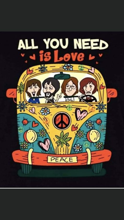 Beatles Crafts, Paz Hippie, Peace Sign Art Hippie, Arte Hippy, Retro Bus, Hippie Quotes, Peace Sign Art, Vw Art, Hippie Bus