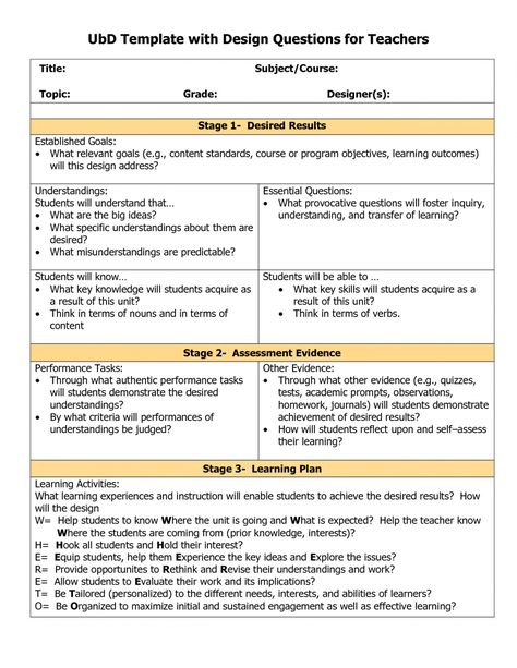 editable blank ubd planning template  doc  classroom ideas  lesson curriculum analysis template example Understanding By Design, Backwards Design, Template Questions, Unit Plan Template, Teacher Lesson Plans Template, Simple Business Plan Template, Planning School, Instructional Planning, Lesson Plan Template