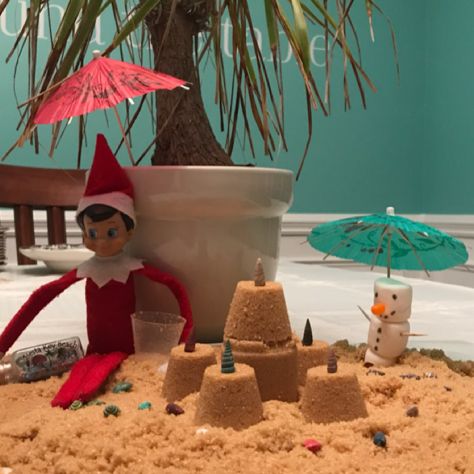 Christmas In July Elf Ideas, Elf On Shelf Beach Ideas, Tropical Elf On The Shelf, Beach Elf On The Shelf, Elf Beach Ideas, Elf On The Shelf Summer Visit, Summer Elf On The Shelf, Christmas In July Elf On The Shelf, Elf On The Shelf Beach Ideas