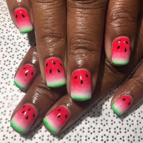 Watermelon Nails Design, Long Nails Art, Watermelon Nail Designs, Sponge Nail Art, Watermelon Nail Art, Nail Art Ideas For Summer, Art Ideas For Summer, Fruit Nail Designs, Watermelon Nails