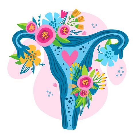 Female reproductive system with flowers | Free Vector #Freepik #freevector #flowers Uterus Art, Womb Healing, Systems Art, Pregnancy Art, Female Reproductive System, Moth Art, Sacred Feminine, Reproductive System