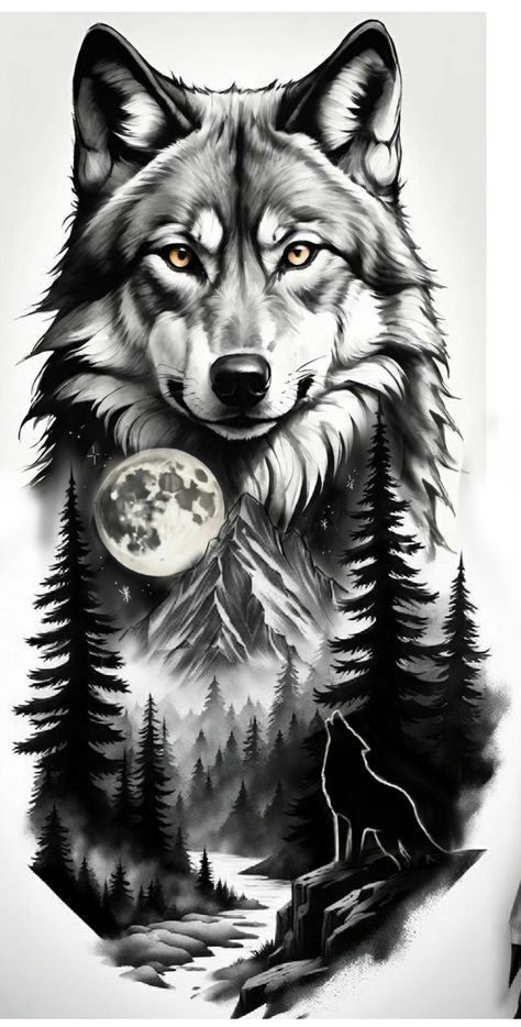 Wolf Face Tattoo Design, Wolf Silhouette Tattoo, Wolf Head Tattoo Design, Kurt Tattoo, Wolf Face Tattoo, Wolf Paw Tattoos, Wolf Pack Tattoo, Black And White Wolf, Wolf Stencil