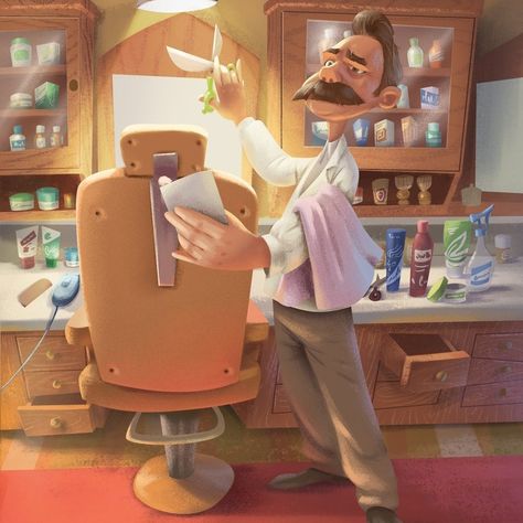 Caner Soylu (@cango_soylu) • Instagram photos and videos Barber Character Design, Barber Shop Illustration, Barber Shop Drawing, Barber Cartoon, Barber Illustration, Sketches Doodles, Art Sketches Doodles, The Barber, Children's Illustration