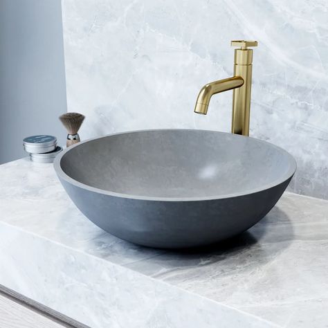 Round bathroom vessel sink Traditional Sink, Stone Vessel Sinks, Round Bathroom, Modern Bathroom Sink, Vessel Faucets, Vessel Bathroom Sink, Wall Mount Faucet, Vessel Sink Bathroom, Bathroom Sink Vanity