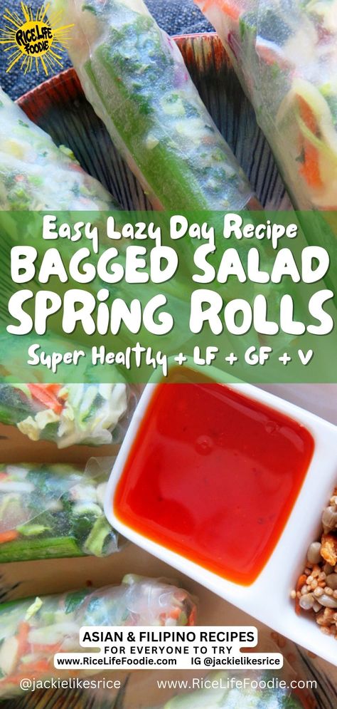 Easy Bagged Salad Spring Rolls Gluten Free Spring Rolls Rice Paper, Spring Roll In A Bowl Recipe, Low Calorie Spring Rolls, How To Make Spring Rolls Step By Step, High Protein Spring Rolls, Kayak Snacks, Easy Spring Roll Recipe, Easy Summer Rolls, Spring Roll Filling Ideas