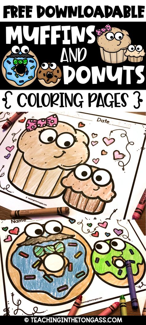 If you're hosting Muffins with Moms or Donuts with Dads, these free donut and muffin coloring pages are a free and easy activity students can do either before or during the event alongside their adult. Donuts With Grandparents, Donuts With Dads Activities, Dads And Donuts Crafts, Donut Song Preschool, Muffins With Moms Activities, Donuts With Dudes Craft, Donuts With Dads Ideas Free Printable, Donut With Grownups, Muffin Preschool Craft