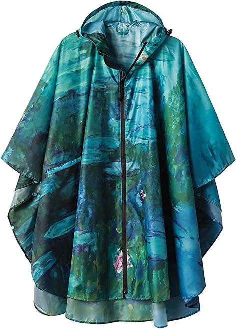 AmazonSmile: Adults Rain Poncho Waterproof Raincoat Jacket Hood with Pocket(Water lilIes) : Clothing, Shoes & Jewelry Poncho Raincoat, Rains Long Jacket, Monet Water Lilies, Long Rain Coat, Poncho Jacket, Raincoat Jacket, Rain Poncho, Poncho Pattern, Long Trench Coat