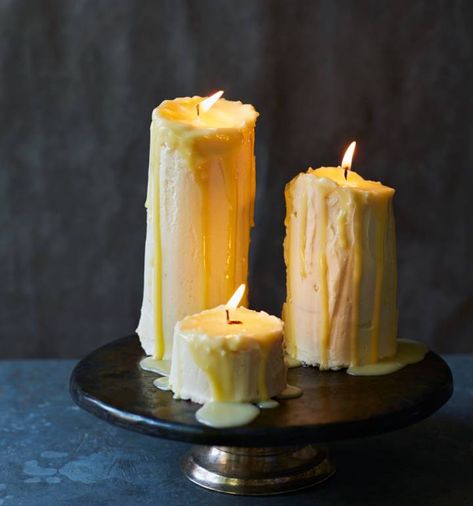 Candle cakes | Sainsbury`s Magazine Melted Candle Cake, Candle Cakes, Blowing Candles, Chocolate Cream Cheese, Candle Cake, Candle Making, White Chocolate, Macarons, Vintage Wedding