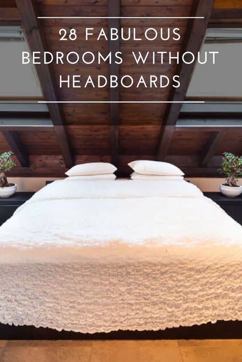 Low Headboard Bed Under Window, Bed Infront Of Window No Headboard, Bedrooms With No Headboard, Beds With No Headboard Ideas, No Headboard Bed Ideas The Wall, Dark Wood And White Bedroom, Bedroom With No Headboard, Bedroom Ideas Without Headboard, Bedrooms Without Headboards