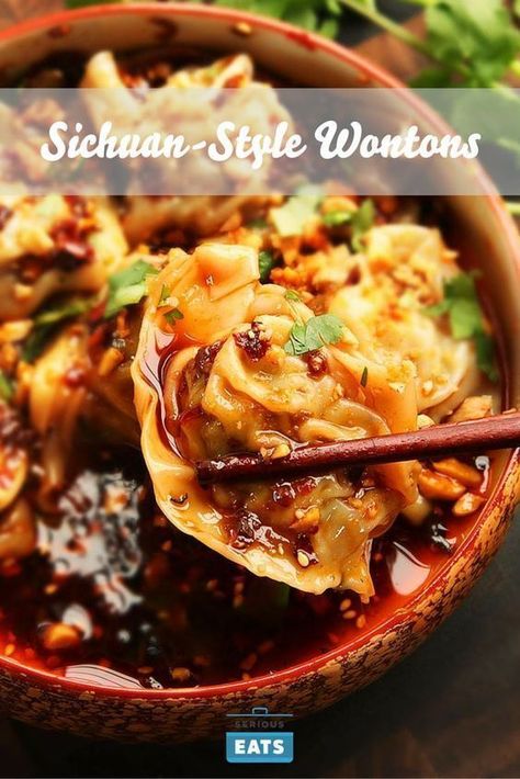 Wonton Chili Sauce, Spicy Wontons With Chili Oil, Spicy Dumpling Sauce, Sichuan Dumplings, Sichuan Pork, Spicy Dumplings, Spicy Wontons, Chili Oil Sauce, Pork Wontons