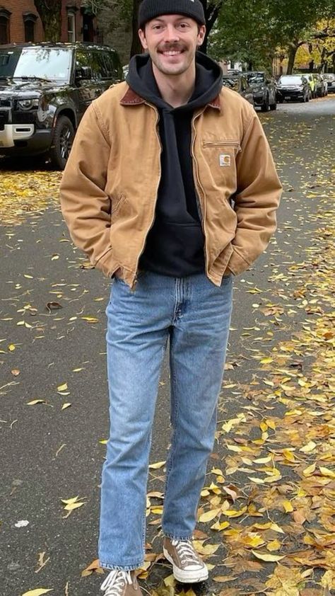 Pumpkin Patch Men’s Outfit, Guys Autumn Outfits, Fall Carhartt Outfit, Late 20s Mens Fashion, Workwear Mens Fashion, Mens Fall Fits, Fall Men Outfits Autumn, Mens Carhartt Outfit, Mens Clothing Styles Casual Outfits For Men Autumn 2024