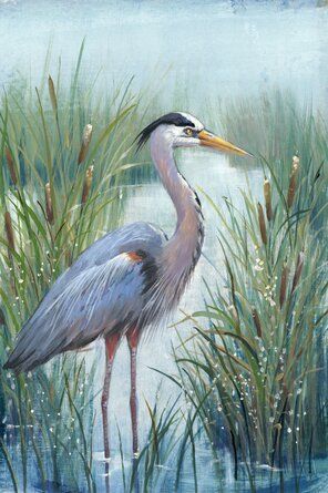 Heron Art, Bird Canvas, Bird Artwork, Blue Heron, Plein Air Paintings, Pictures To Paint, Birds Painting, Bird Art, Painting Crafts