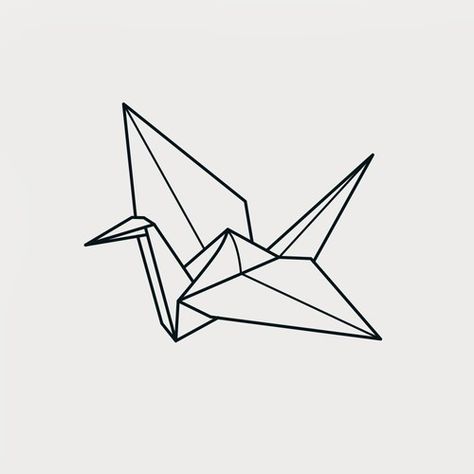 Origami Swan Drawing, Paper Crane Tattoo Manacled, Origami Tattoo Design, Small Paper Crane Tattoo, Origami Drawing Illustrations, Manacled Paper Crane, Manacled Tattoo Ideas, Paper Crane Tattoo Minimalist, Dramione Tattoo Ideas