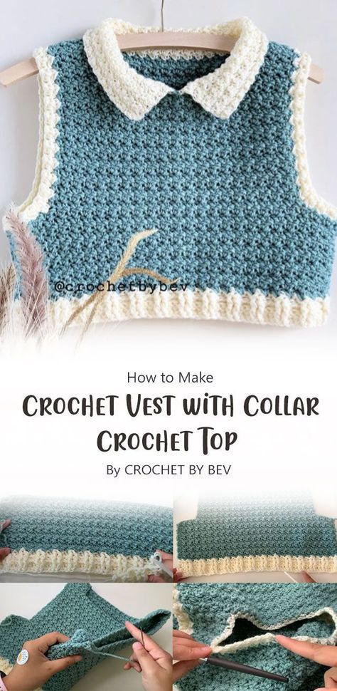 Diy Crochet Vest, Crochet Vest Outfit, Top Tejidos A Crochet, Crochet Vest Pattern Free, Diy Crochet Sweater, Crochet Cardigan Tutorial, Crochet Blouse Pattern, Crochet Vests, Crochet Vest Pattern