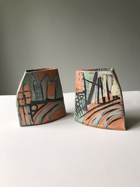 Yvette Glaze, Ceramics Abstract, Dekoratívne Vence, Slab Ceramics, Ceramic Vessels, Interior Paintings, Ceramic Artwork, Ceramic Bottle, Ceramic Wall Art