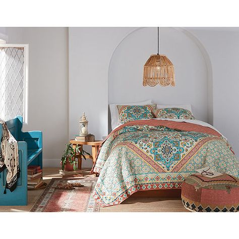 Distant Lands Dominica Quilt Set, Color: Sierra Peach - JCPenney Primary Bedding, Aqua Quilt, Twin Quilt, Quilt Set, Quilt Sets, Quilt Piecing, Recycled Fabric, Bedding Sets, 2 Piece