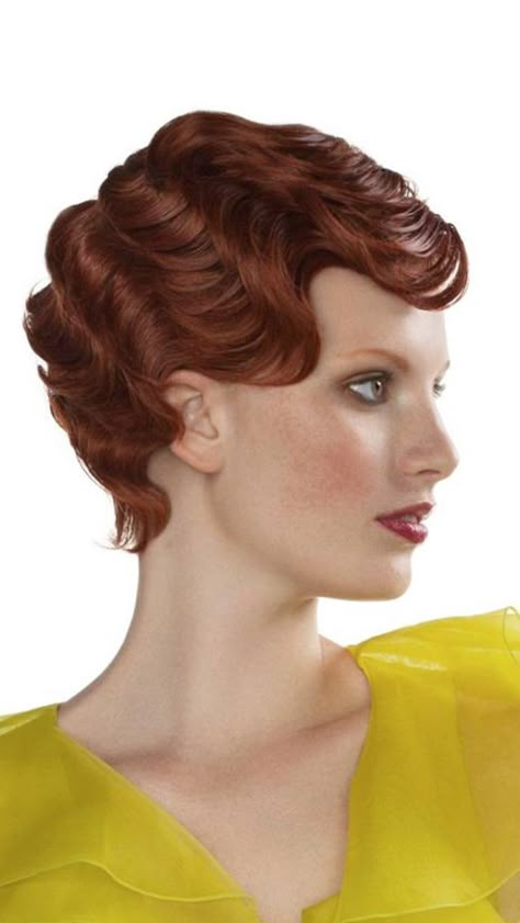 Aquage finger waves defining gel. 1920s Hair Short, Vintage Short Hair, Hairstyle Ideas For Short Hair, Marcel Waves, Finger Waves Short Hair, Finger Wave Hair, 1920s Hair, Finger Wave, 1940s Hairstyles