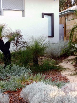 Love this Australian native garden idea with the sleepers. Description from pinterest.com. I searched for this on bing.com/images Australian Garden Design, Coastal Landscaping, Bush Garden, Grass Tree, Australian Natives, Australian Native Garden, Seaside Garden, Drought Tolerant Garden, Landscaping Inspiration