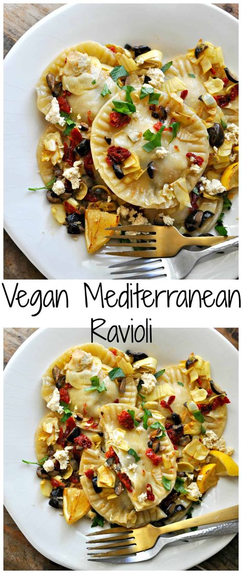 Vegan Mediterranean Ravioli  - Rabbit and Wolves Plant Based Ravioli, Mediterranean Ravioli, Vegan Ravioli Recipe, Vegan Mediterranean Recipes, Rabbit And Wolves, Vegan Ravioli, Vegan Mediterranean, Homemade Tofu, Vegan Pasta Recipes