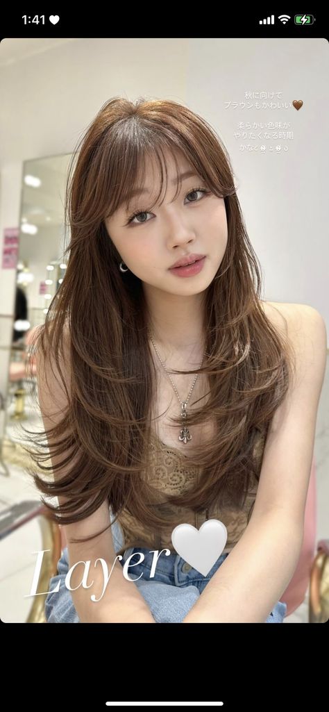 Layered Haircut Asian, Japanese Layered Haircut, Wispy Bangs And Layers, Blowout Layered Hair, Fluffy Blowout, Alicent Hightower Hair, Hair Bob Long, Layered Hair Bob, Pop Hairstyles