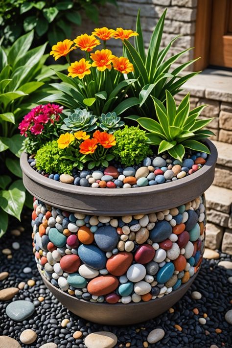 20 Pebble Garden Landscaping Ideas For Backyard - Toolz Geek Floating Water Lanterns, Pebble Patio, Landscaping Ideas For Backyard, Succulent Rock Garden, Buzzed Hair Women, Rock Garden Ideas, Pebble Garden, Floating Water, Drought Resistant Plants