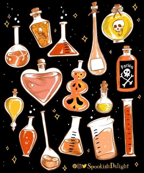 Potion Drawing Bottle, Potion Illustration Bottle, Potion Bottles Illustration, Witch Potion Bottles Drawing, Potions Drawing, Potions Illustration, Beaker Drawing, Potion Bottle Illustration, Laboratory Drawing